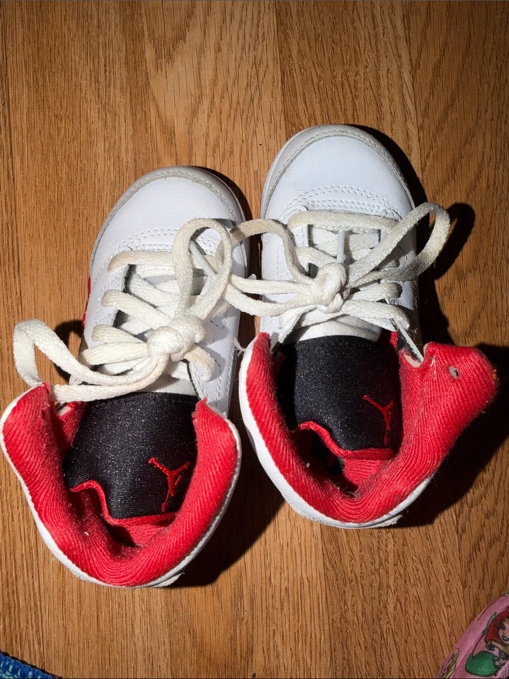 Jordan Kids White and Red High-Top Sneakers